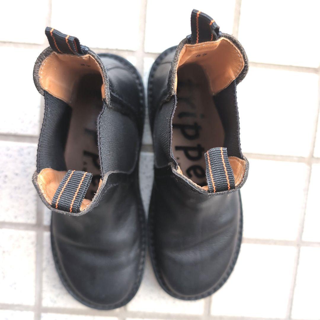 trippenブラック サイドゴアブーツ レザー