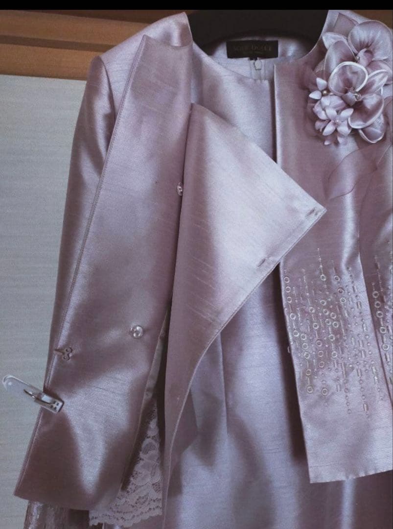 フォーマルロングワンピースと上着コサージュ