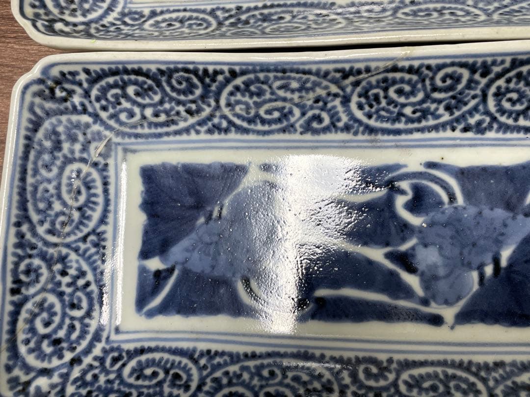 江戸中期 蛸唐草 牡丹 古伊万里 長方形 皿20枚セット 骨董 富貴長春