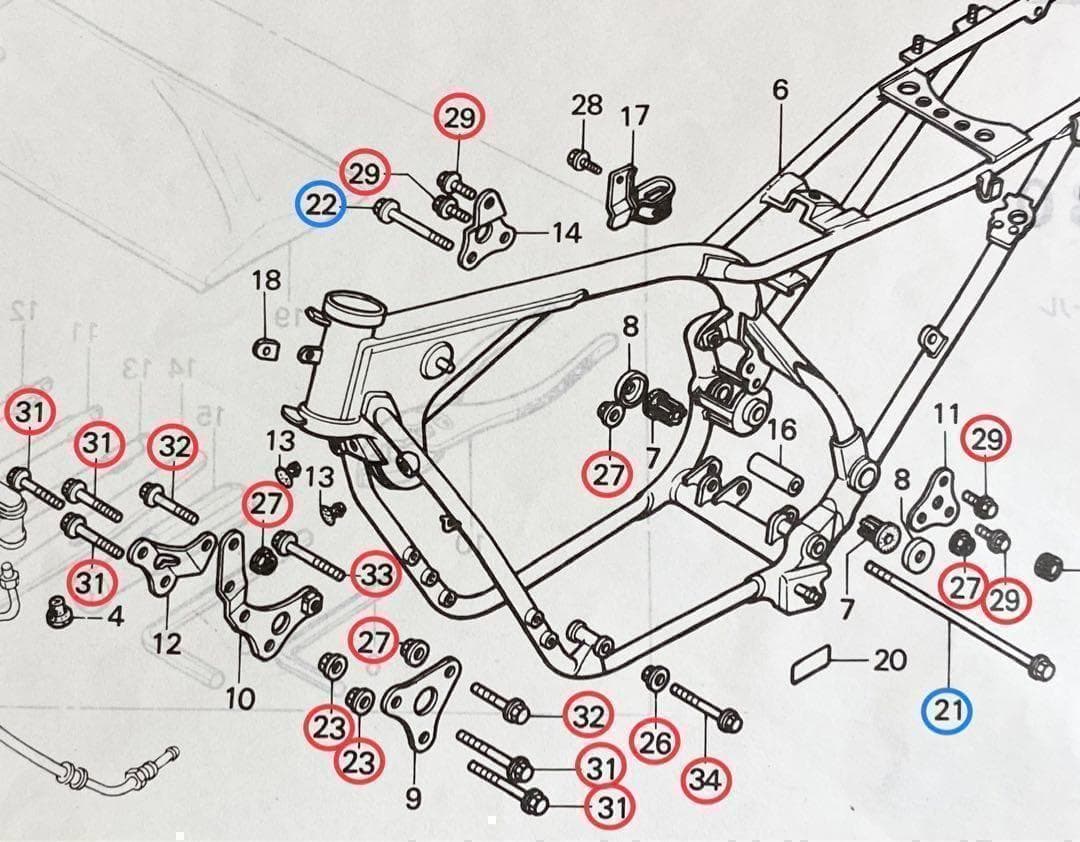 CBX400F CBX550F エンジンマウント ボルトナット　CBX エンジン