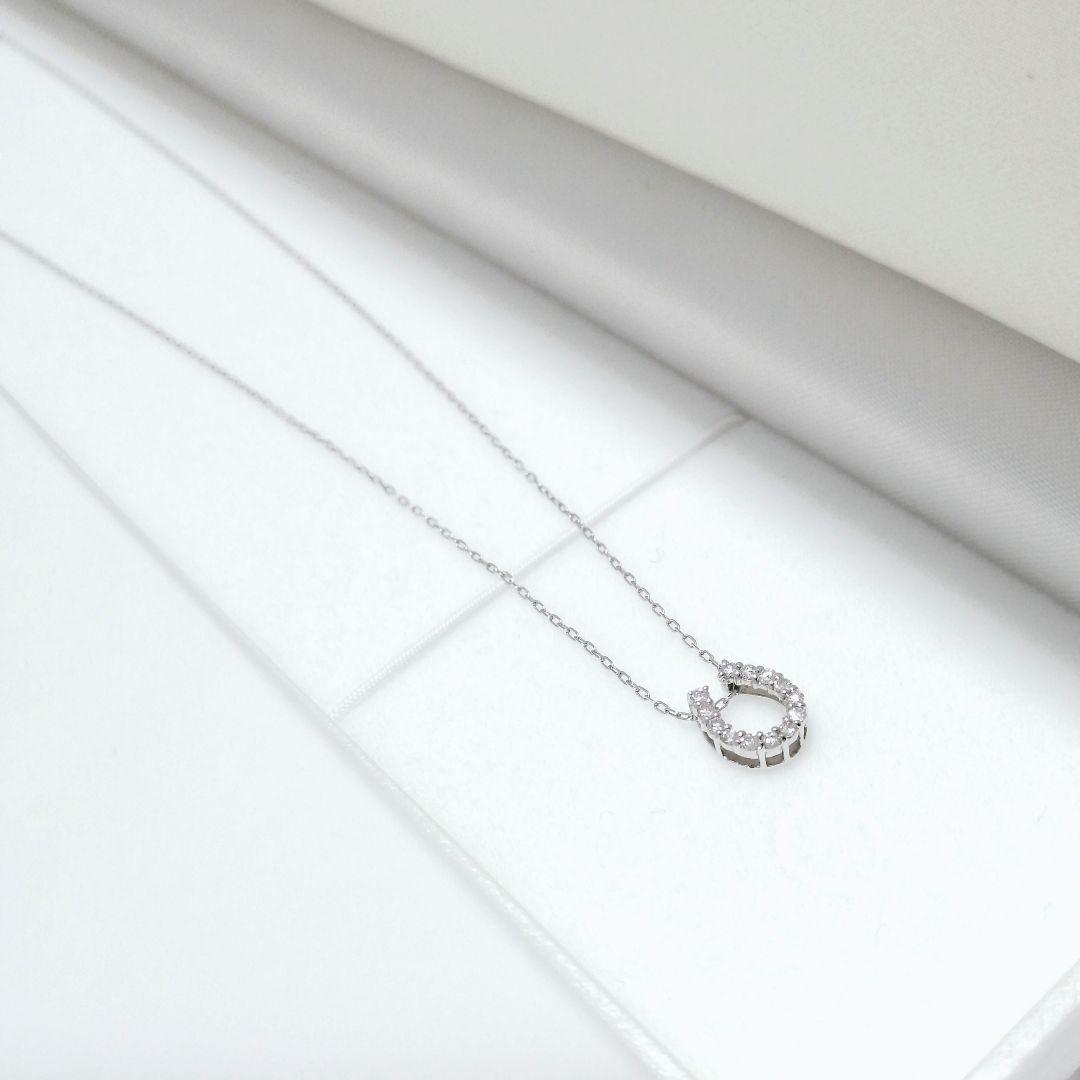 ●MJC ダイヤモンド プラチナ ホースシュー 馬蹄 ネックレス 45cm 三菱