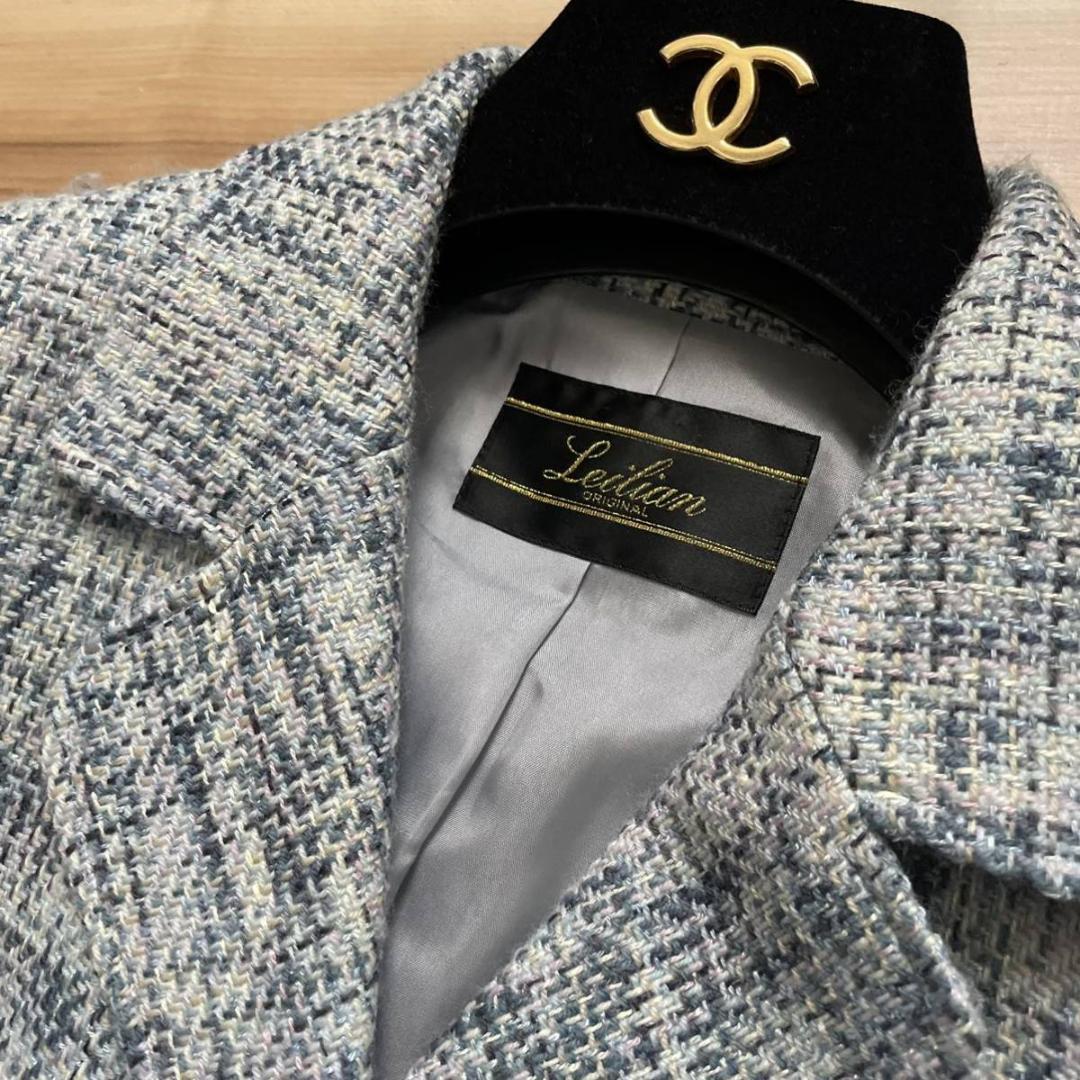 【美品】Leilian レリアン シルク混 ツイード スカートスーツ