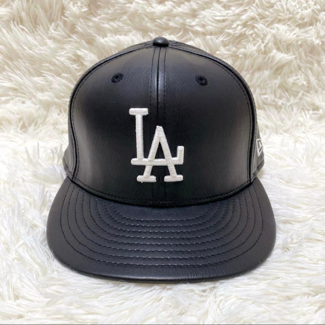 ✨未使用級✨NEW ERA ドジャース レザー LA立体3Dロゴ キャップ