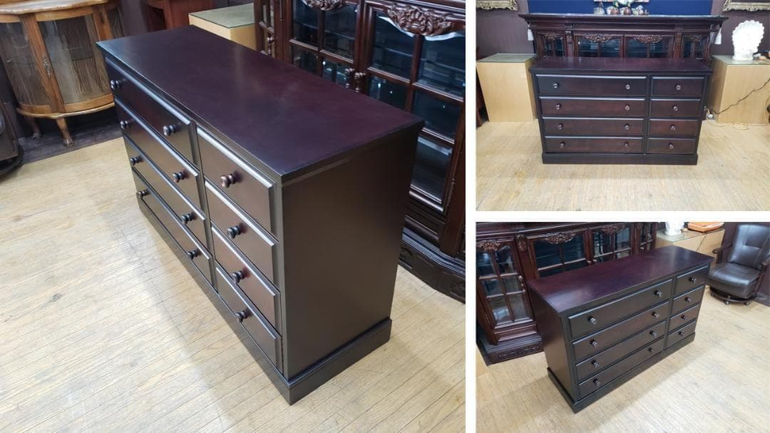 E21　美品！民芸家具　樺無垢材使用　二列四段八杯　整理箪笥　サイドボード