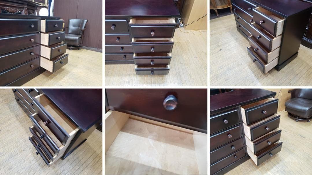 E21　美品！民芸家具　樺無垢材使用　二列四段八杯　整理箪笥　サイドボード