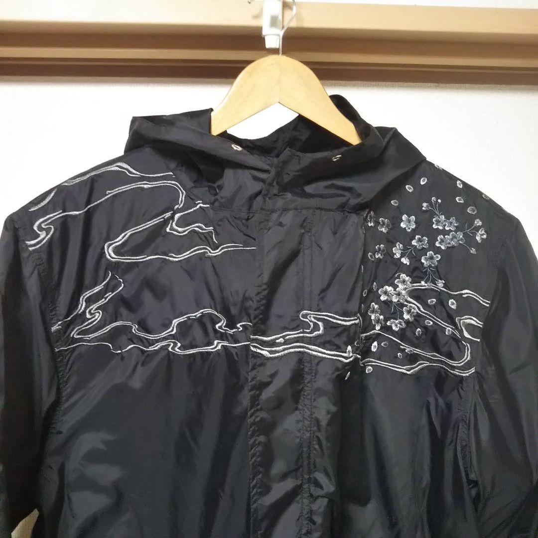 絡繰魂 九尾の狐 流水 夜桜 豪華刺繍 スカジャン フードパーカー モッズコート