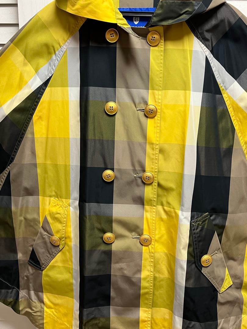 ブルーレーベル　未使用チェック柄フード付きレインポンチョ　38号