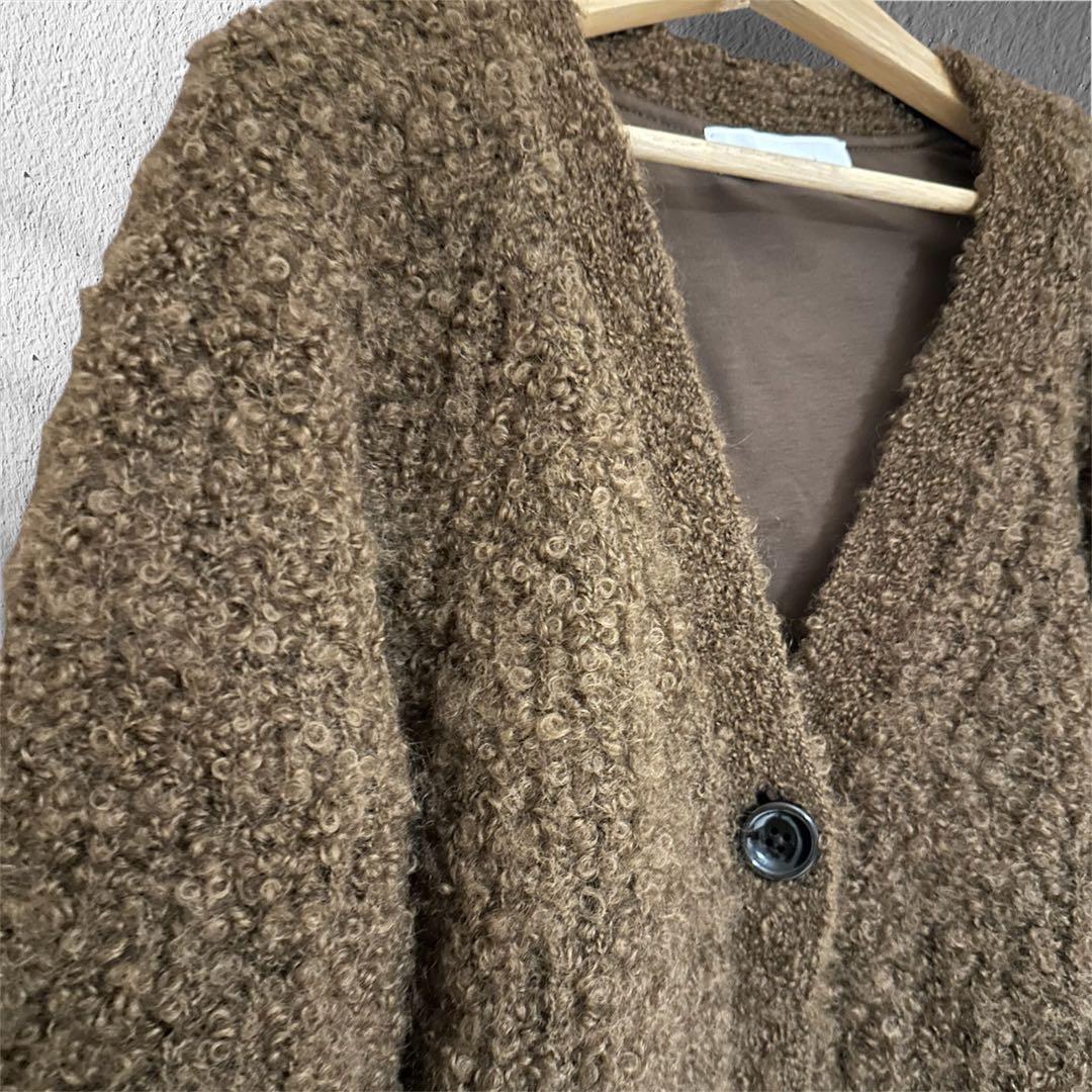 【美品】ADAM ET ROPE' /モヘヤウールニットカーディガンブルゾン