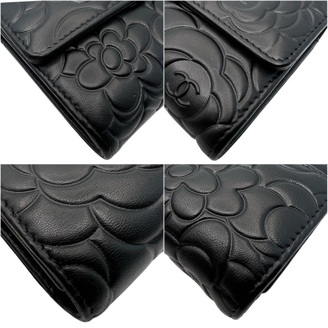 CHANEL シャネル カメリア エンボス ロングフラップウォレット 長財布