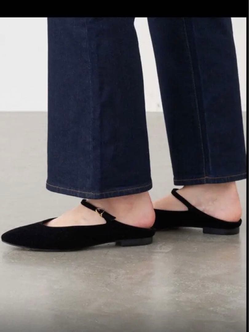 GRISE ラウンド　ストラップ　ミュール 黒　25cm