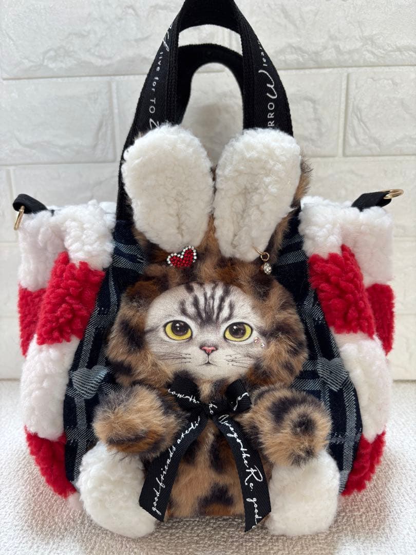 さ*ー様 コヤンイサムチョン　ハンドメイド　ハートボアバッグ　赤　ヒョウ柄うさち