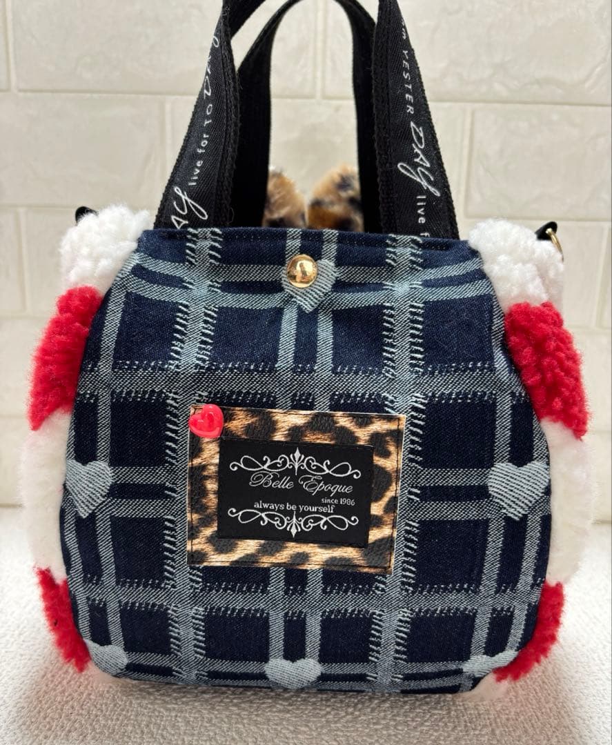 さ*ー様 コヤンイサムチョン　ハンドメイド　ハートボアバッグ　赤　ヒョウ柄うさち