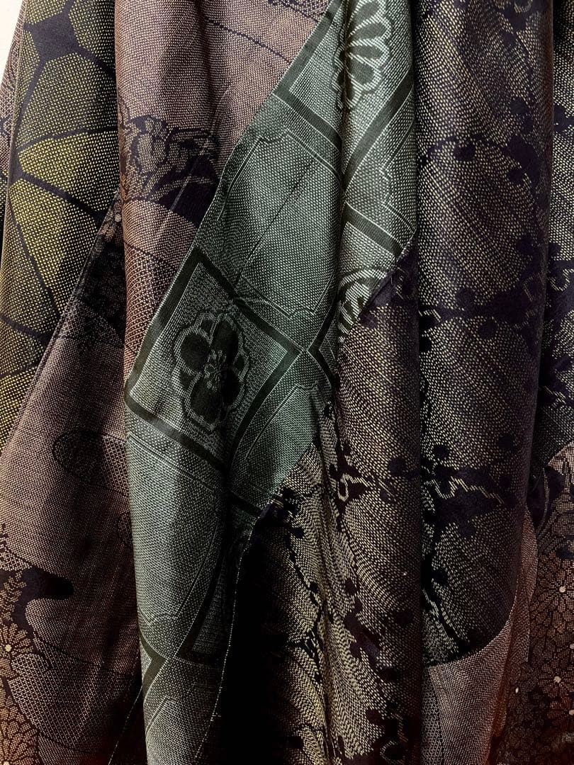 大島紬　パッチワークドレス　着物リメイク