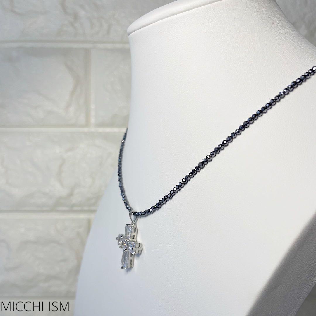 高級クリスタル十字架ペンダント　高純度テラヘルツ鉱石2mm玉 ネックレス 大人気