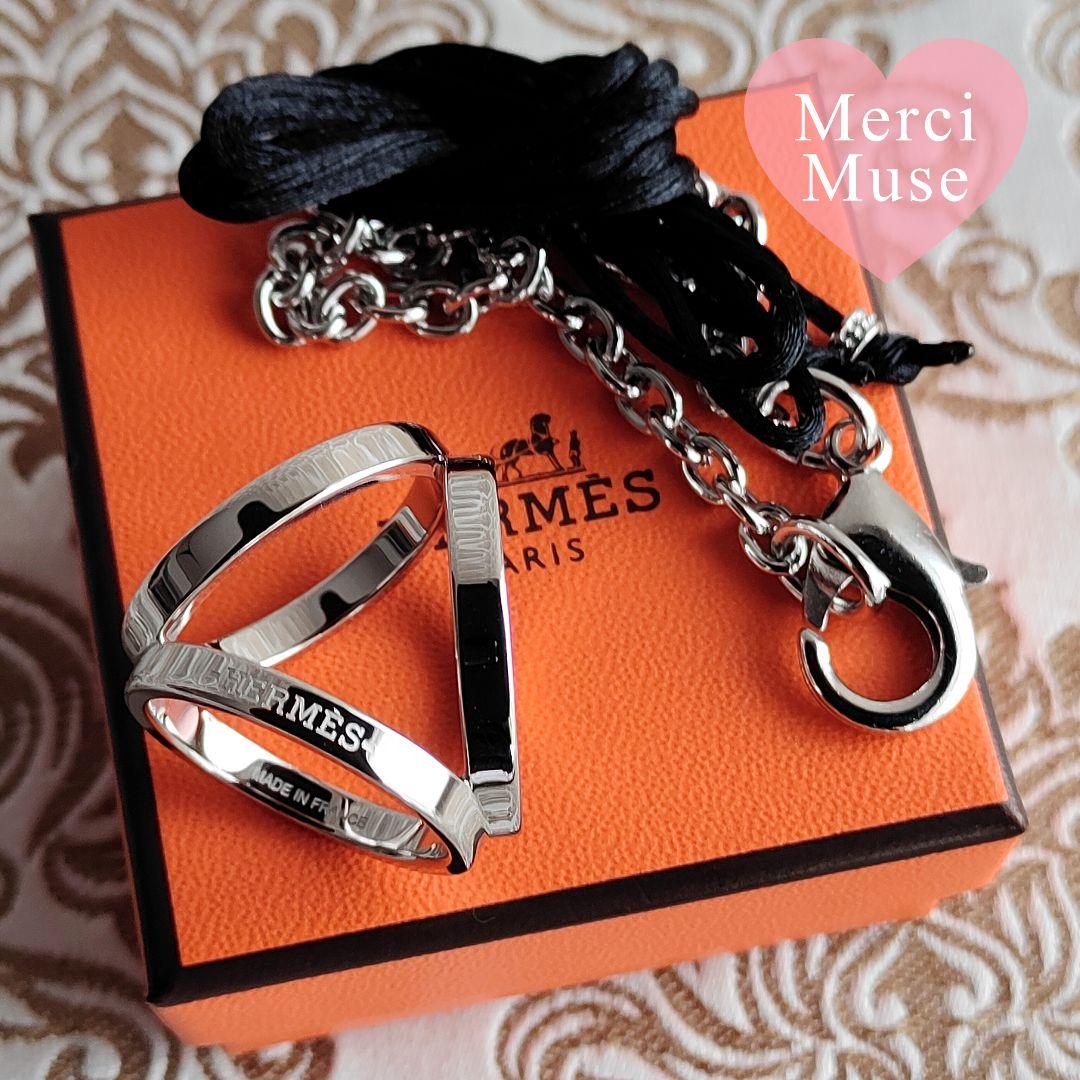 ❤未使用品❤スカーフリング トリオ シルバー金具 エルメス ネックレスにも