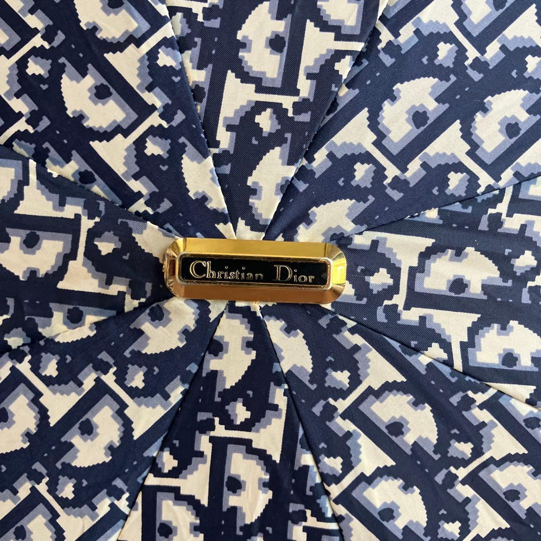 ディオール 折りたたみ傘 トロッター オブリーク コンパクト ネイビー