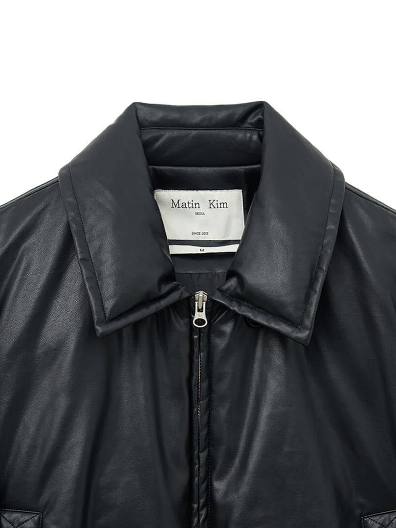 Matin Kim FAUX LEATHER DOWN JUMPER 黒　韓国