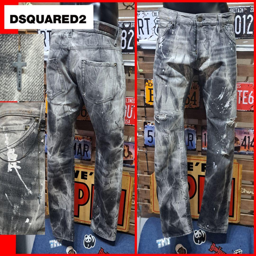 Dsquared2　クロスチャーム　ブリーチ加工　クールガイジーンズ　48