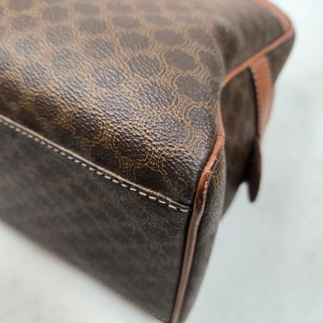 美品 CELINE ミニボストンバッグ マカダム トリオンフ金具 A4収納可能