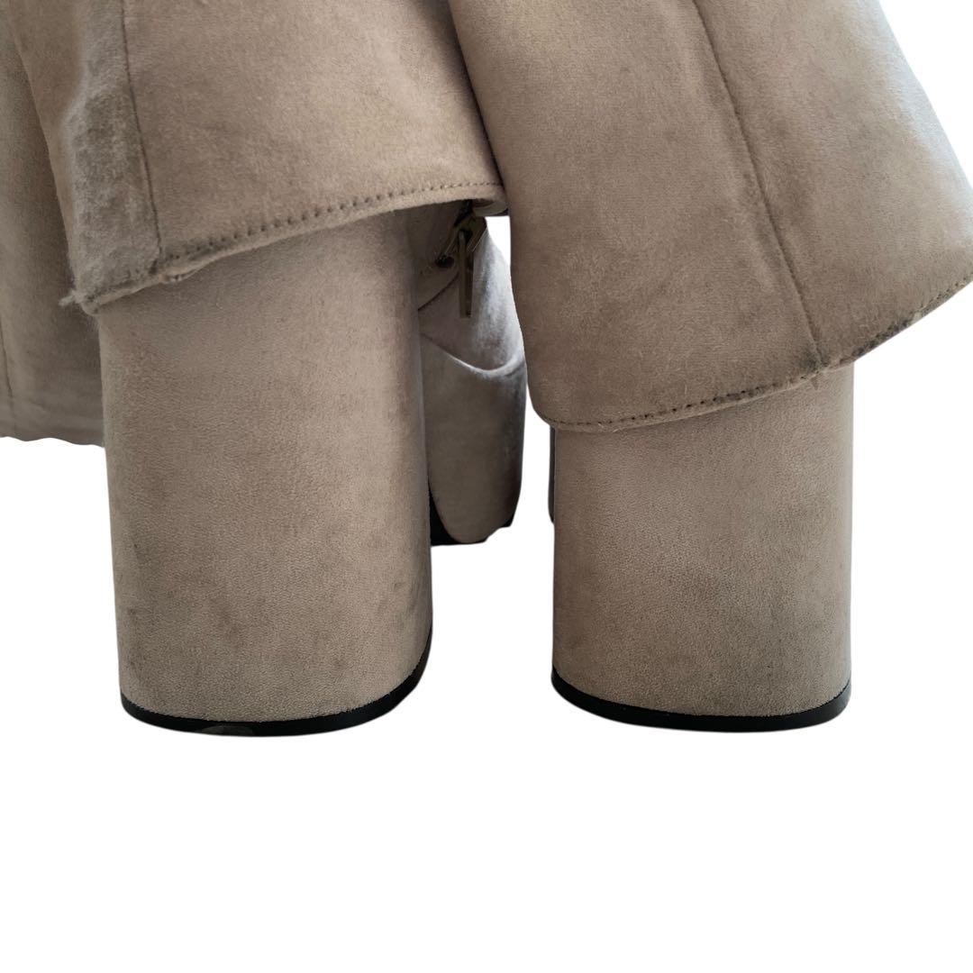 エモダ/ルーズフレアカバーフィットブーツ/ロングブーツ/アイボリー/24.5/L