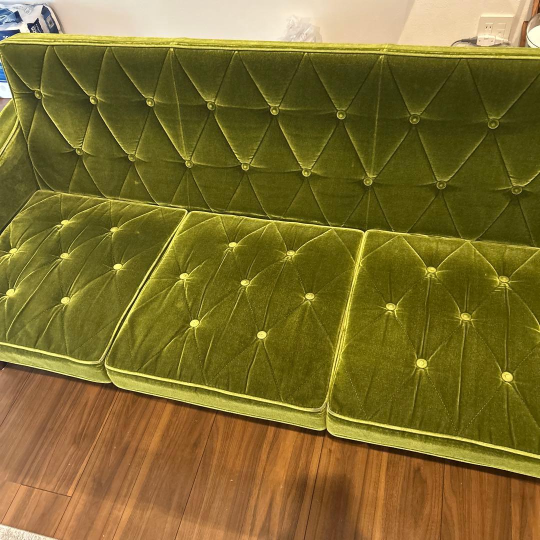 【カリモク60】ロビーチェア3シーター　モケットグリーン色