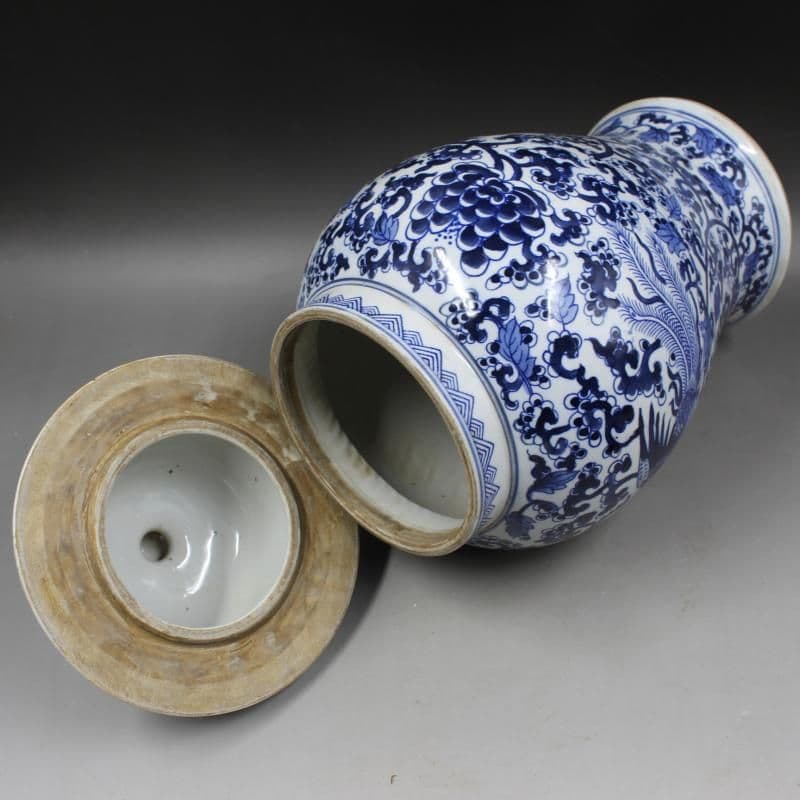 清康煕青花を着て鳳紋将軍缶 景徳鎮 陶磁器 装飾品 現代工芸品 美術品 置物