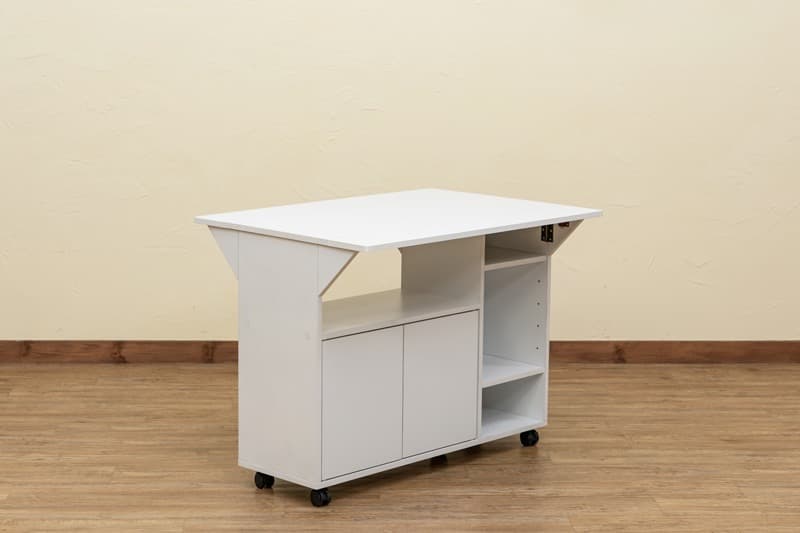 【送料無料】バタフライカウンターテーブル 収納付きテーブル 机 キャスター付き