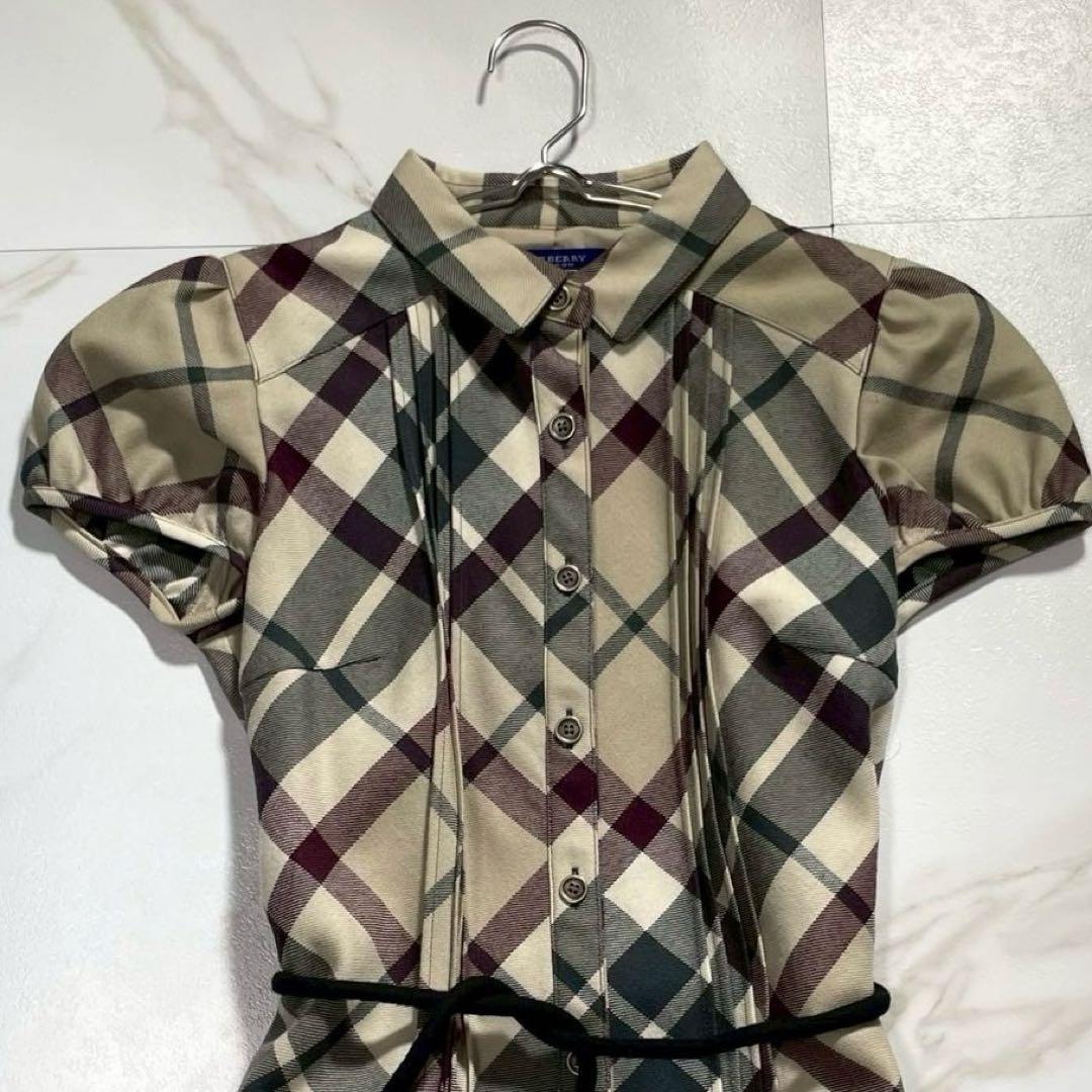 美品✨バーバリーブルーレーベル ノバチェックティアードワンピース ホース ベルト