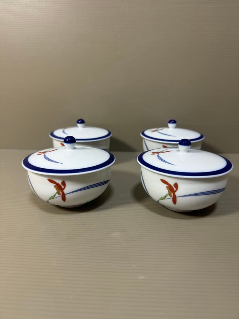 2222 香蘭社　湯呑蓋付　4客　未使用