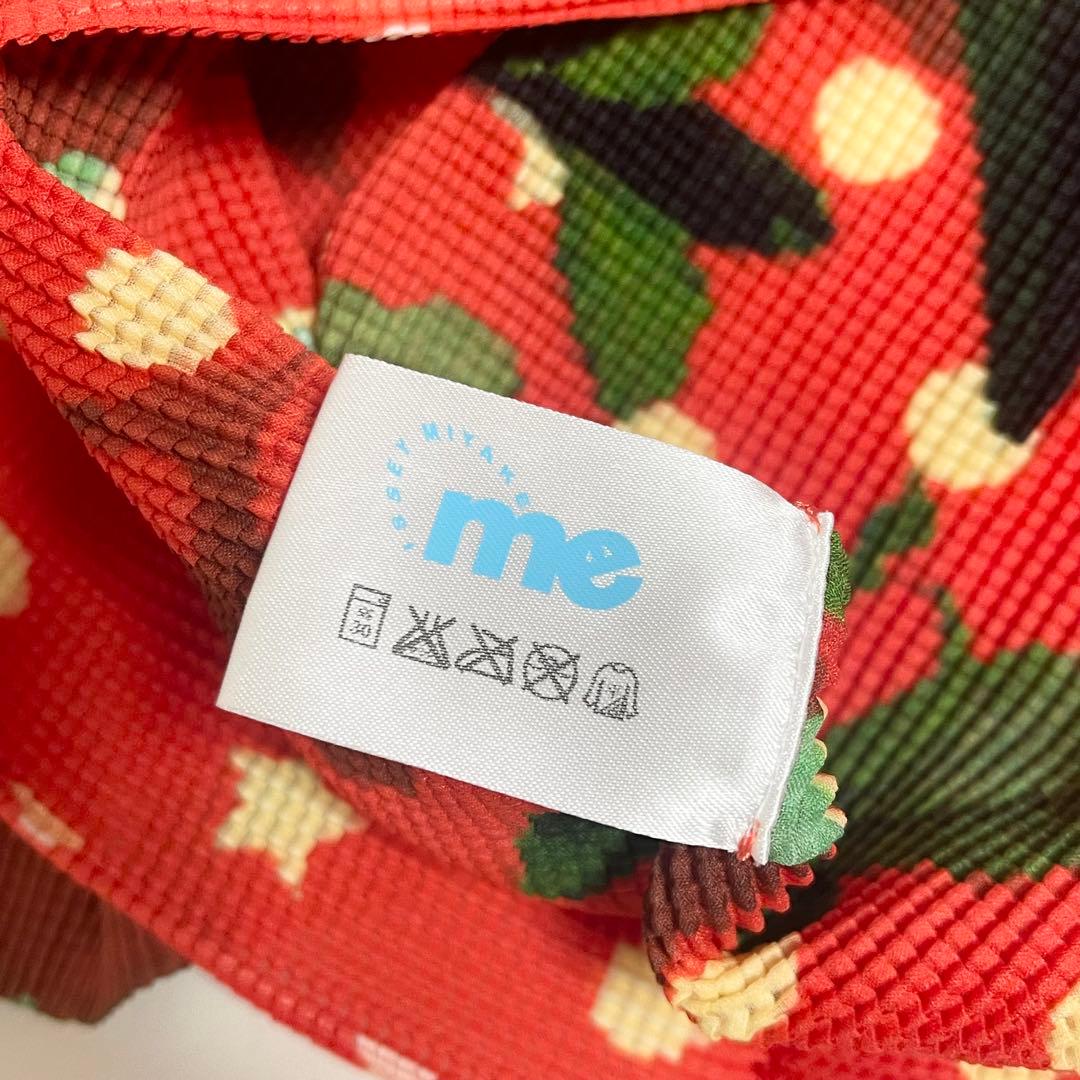 イッセイミヤケ ボックスプリーツ ドット柄 花柄 ブラウス カットソー オレンジ