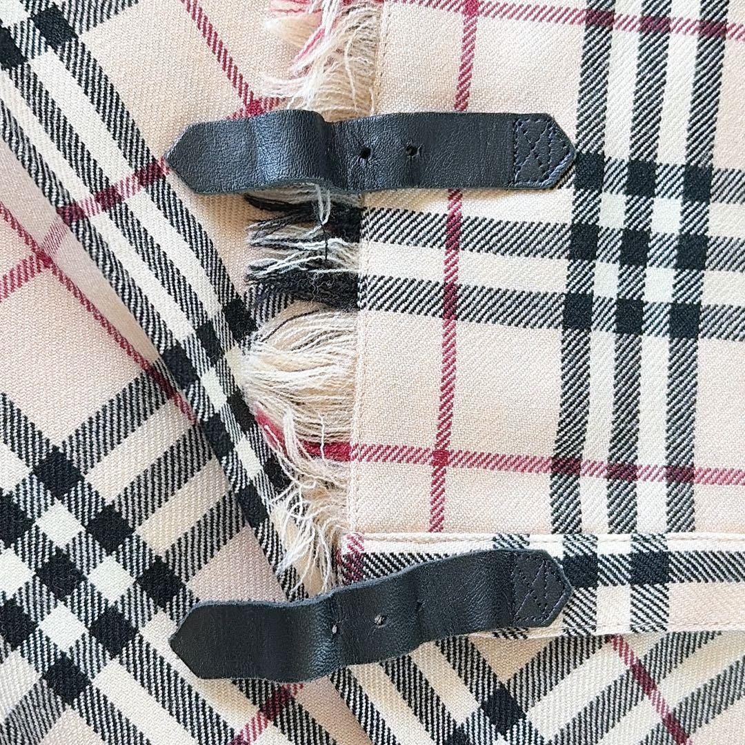 【バーバリーブルーレーベル】ベルトラッププリーツスカート フリンジ ノバチェック
