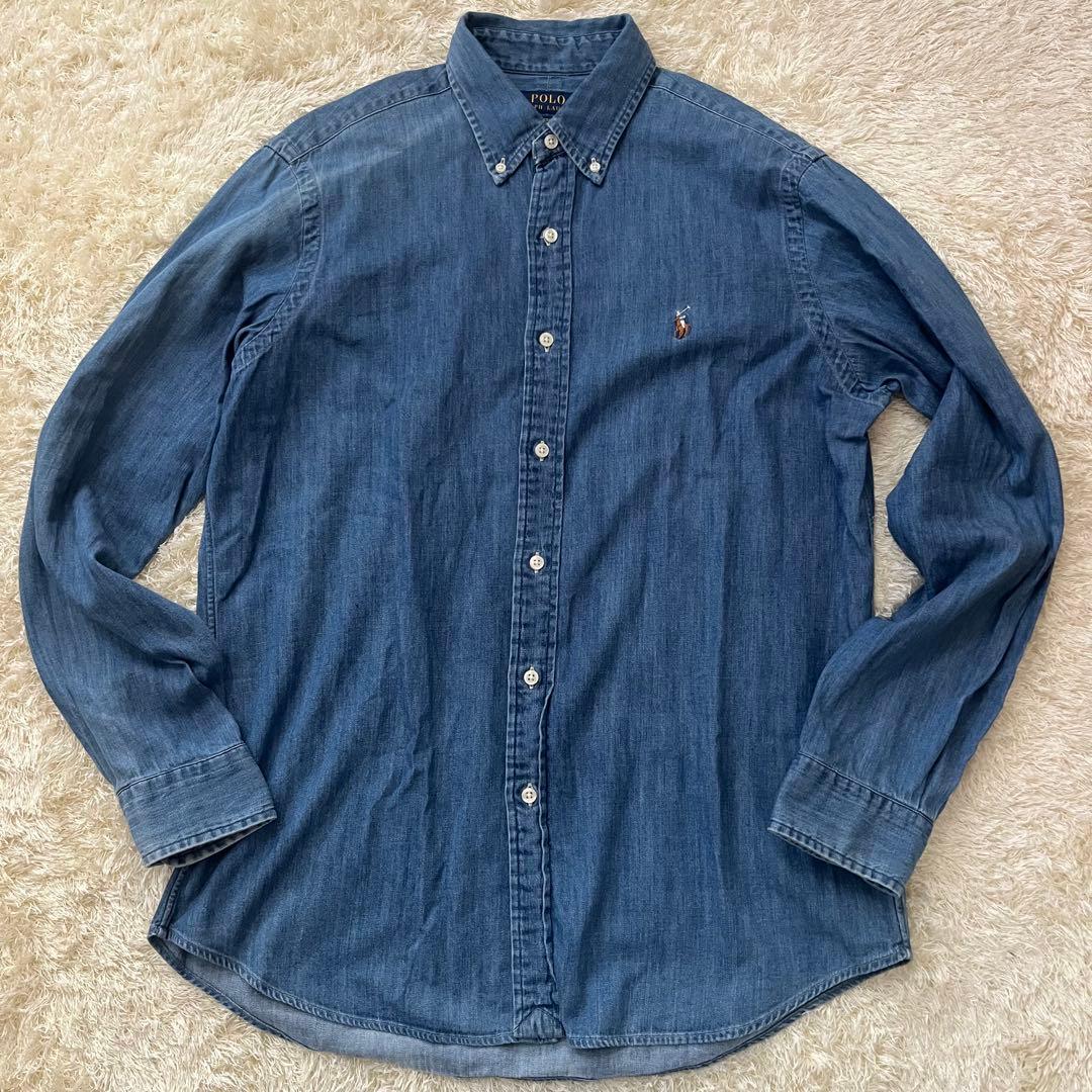 【美品】近年モデル ポロラルフローレン ダンガリーデニムシャツ マルチポニー