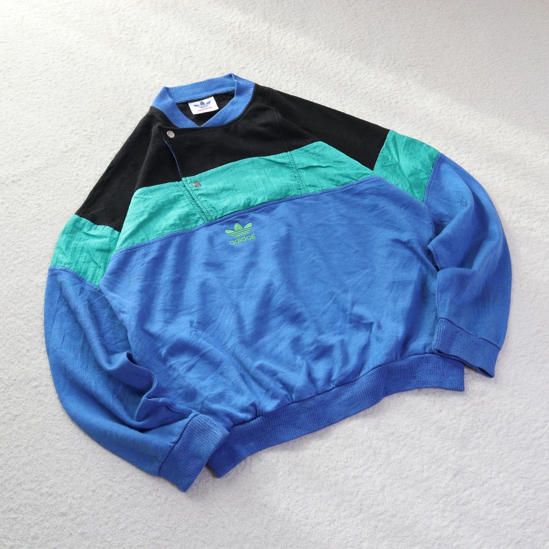 にょろ様　80s 90s adidas トレフォイル 刺繍スウェット L相当 ヴ