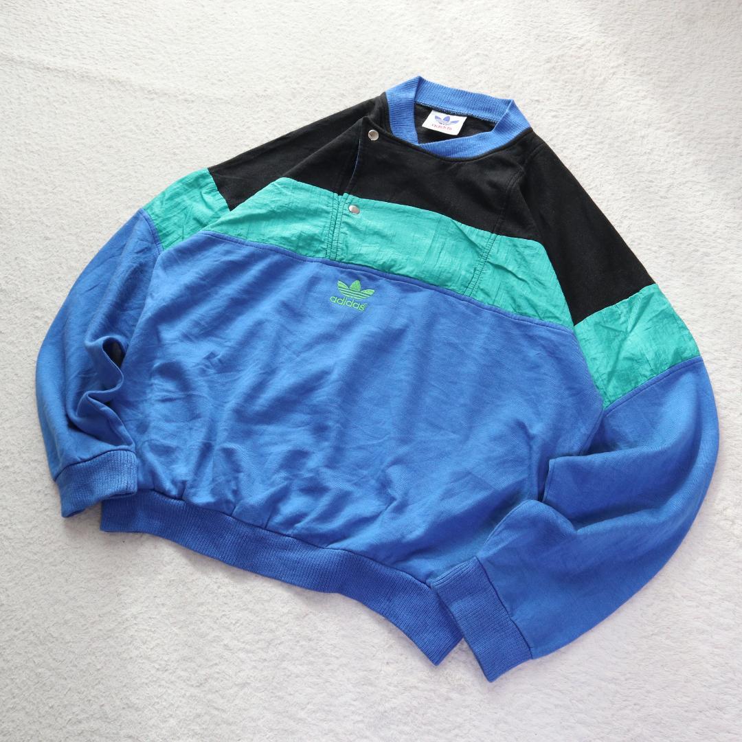にょろ様　80s 90s adidas トレフォイル 刺繍スウェット L相当 ヴ