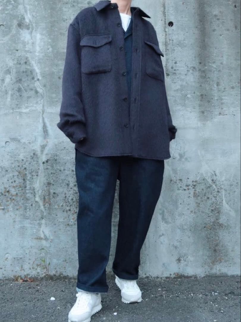 Scye アルパカシャギー シャツジャケット ダークネイビー サイズ40