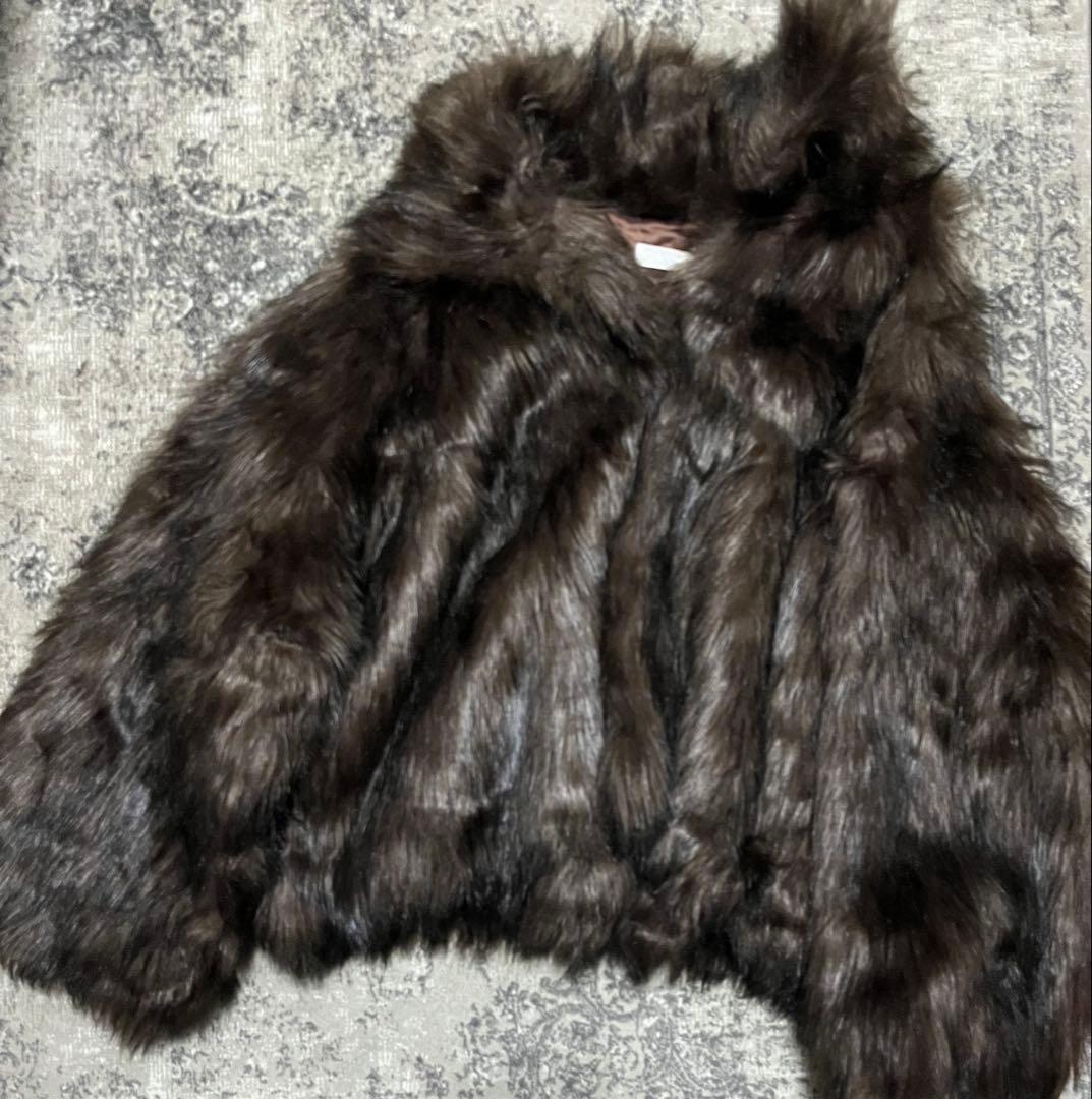 ブラウンファーコート ショート丈 leinwande