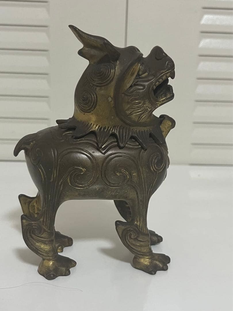中国美術 明末清初 銅鎏金 麒麟 骨董品 香炉 貔貅　重さ663g