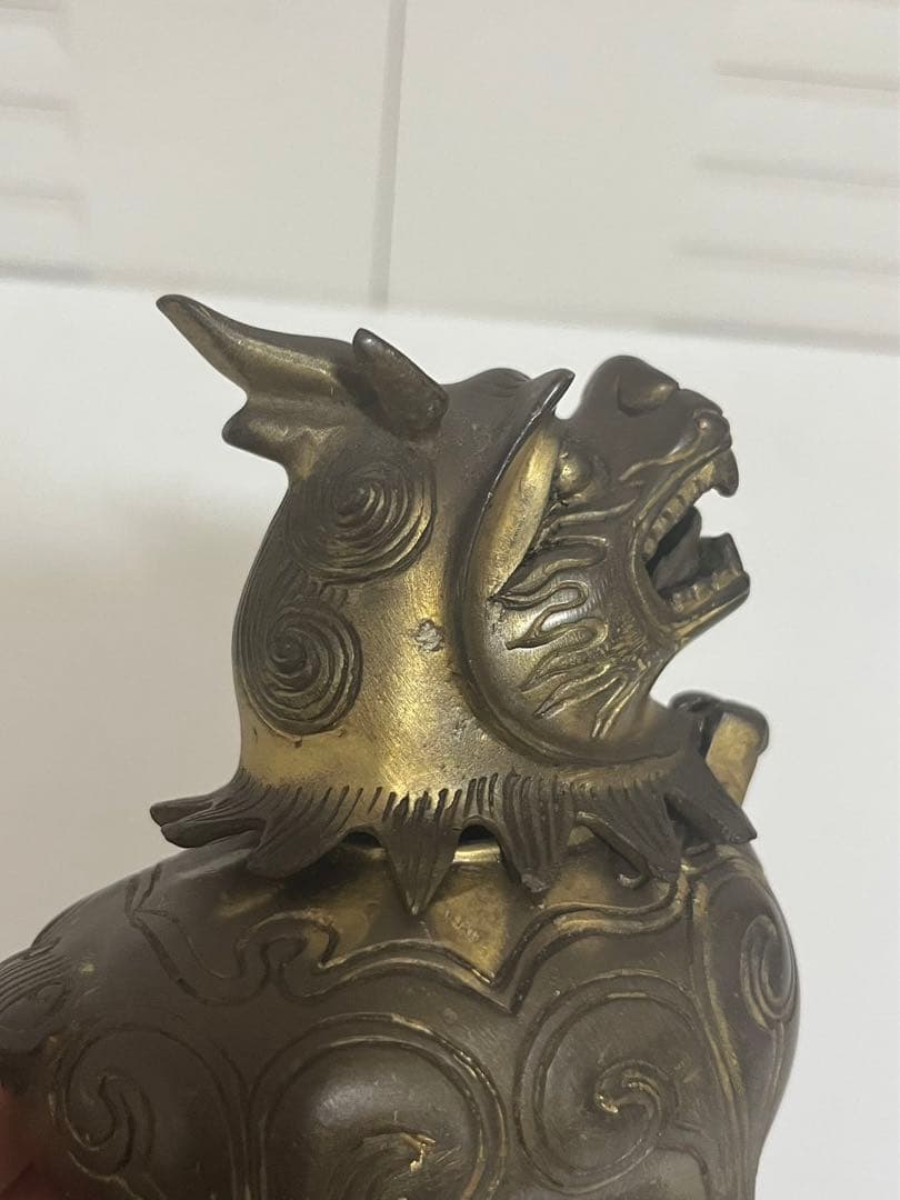 中国美術 明末清初 銅鎏金 麒麟 骨董品 香炉 貔貅　重さ663g