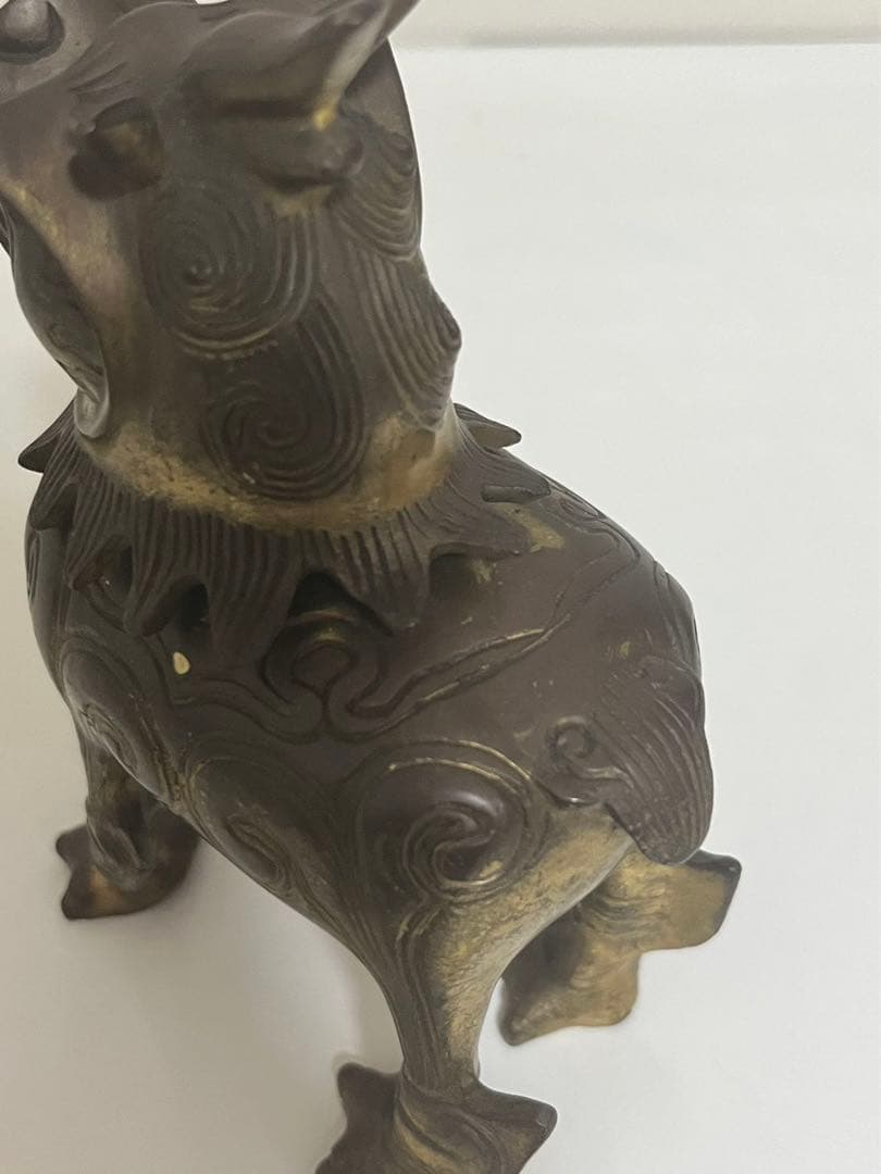 中国美術 明末清初 銅鎏金 麒麟 骨董品 香炉 貔貅　重さ663g
