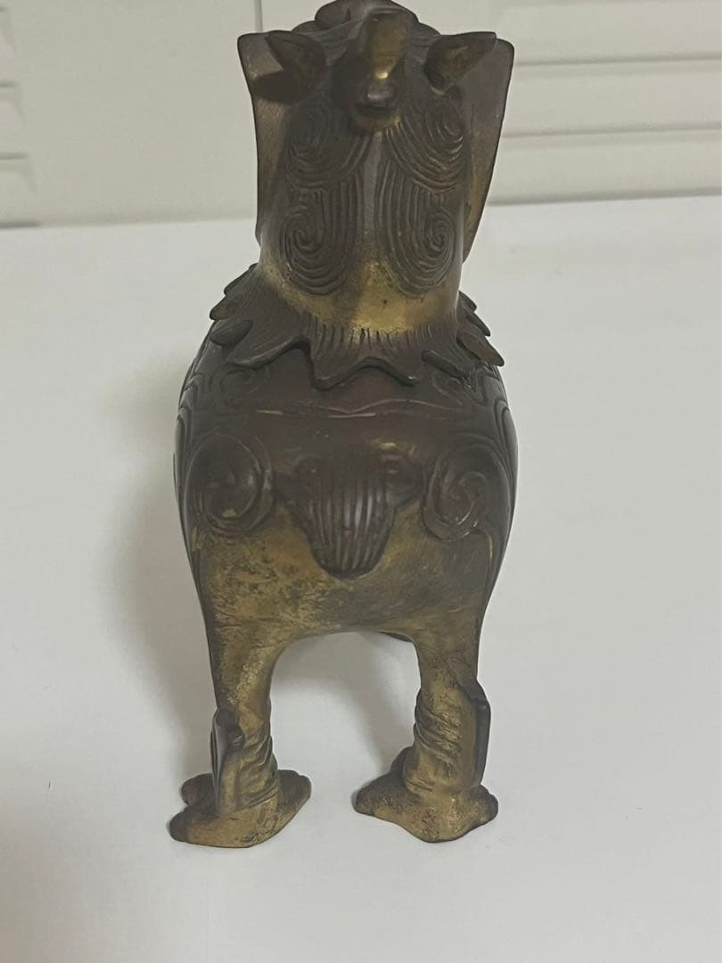 中国美術 明末清初 銅鎏金 麒麟 骨董品 香炉 貔貅　重さ663g