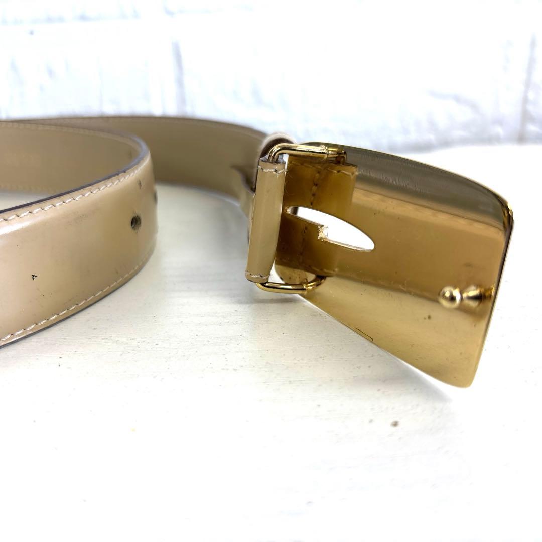 GUCCI　グッチ　ベルト　ミラーバックル　G金具　ベージュ系　265
