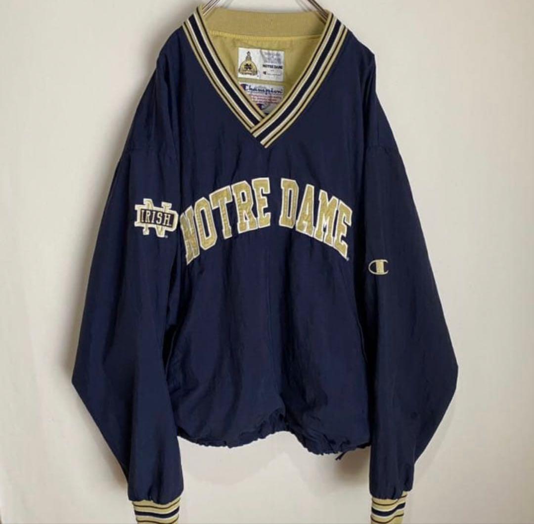 チャンピオン プルオーバー ナイロン Vネック ビンテージ 90s 刺繍　ロゴ