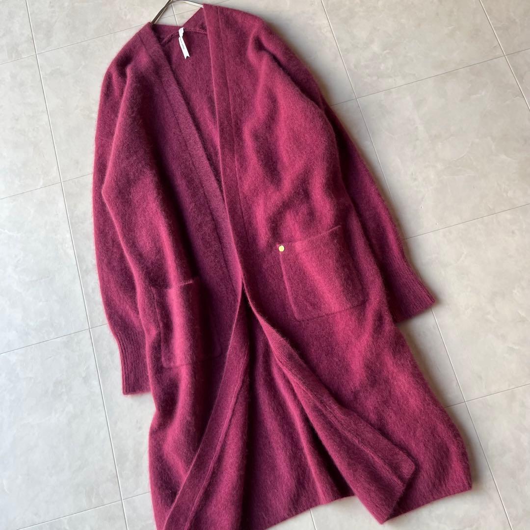 Dignite collier シャギーニット ロングカーディガン マゼンタF