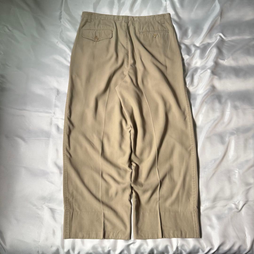 【希少タイプ】 00s old ツータック レーヨン ワイドスラックス ベージュ