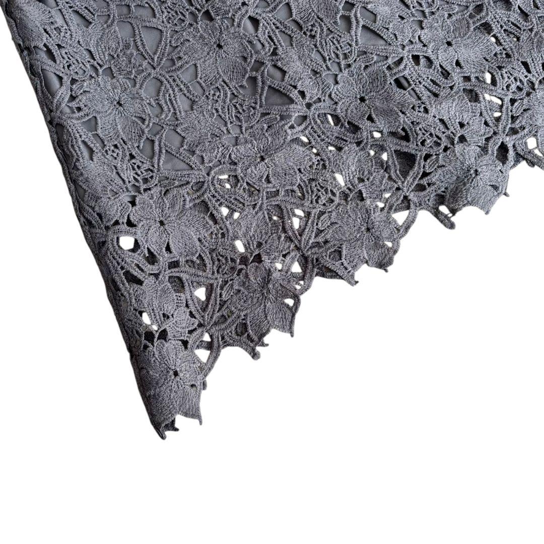 美品✨️Leja　花柄レースカラースパンコール刺繍Aラインフレアドレスワンピース