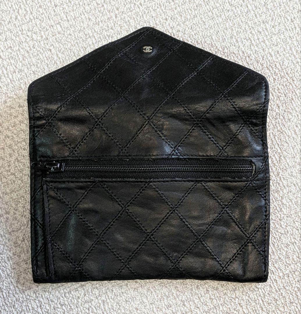 シャネル　黒　ビコローレ　ミニ財布　ケース　ラムスキン　ショルダー