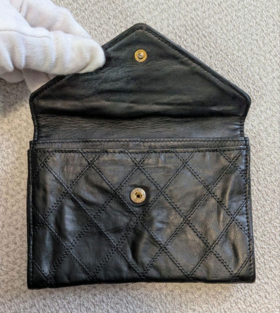 シャネル　黒　ビコローレ　ミニ財布　ケース　ラムスキン　ショルダー