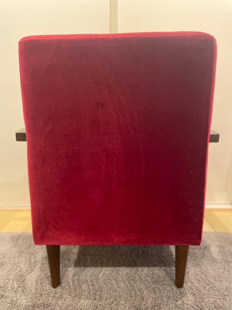 ビーカンパニー　赤　シングルソファ　オットマン付き