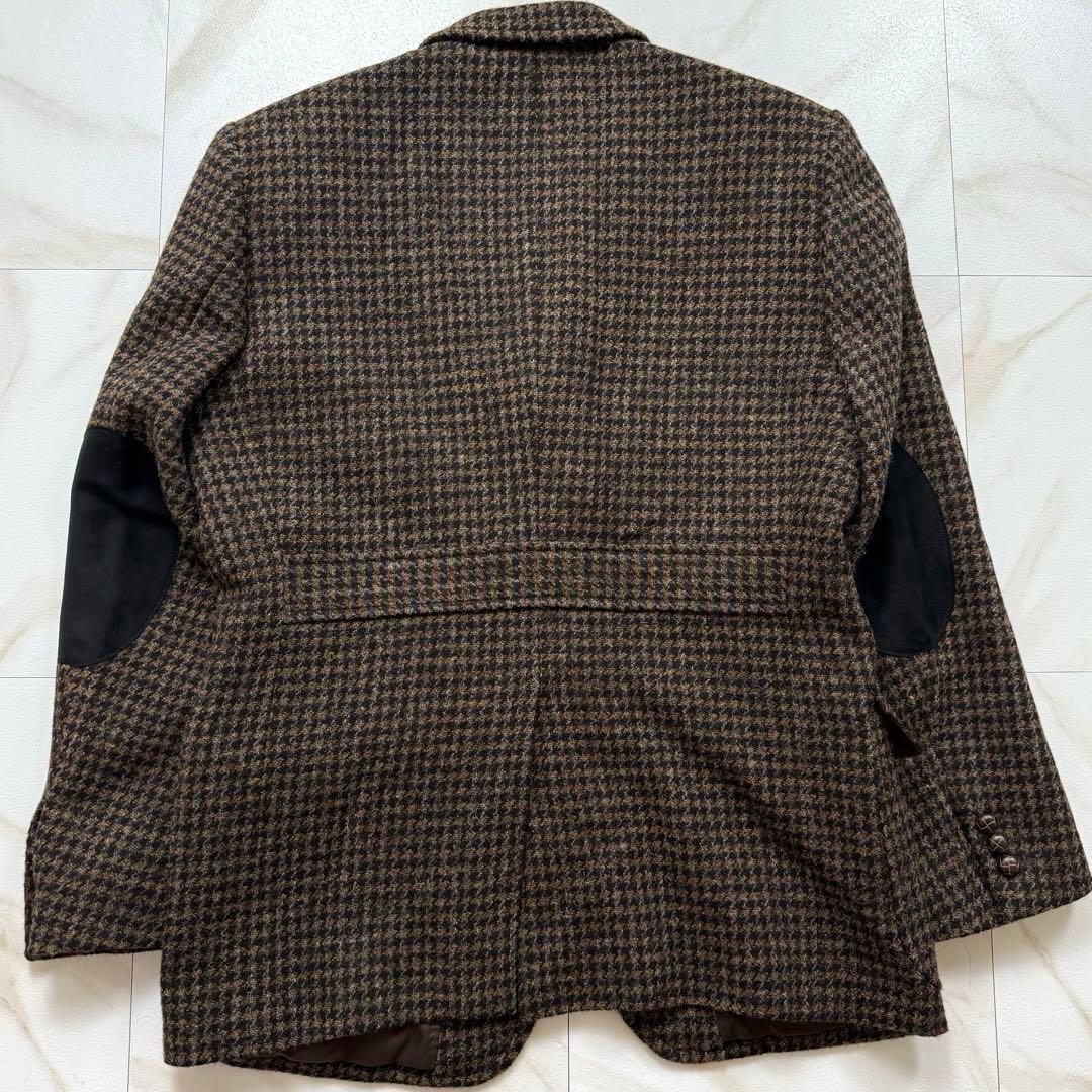 ハリスツイード テーラードジャケット エルボーパッチ 胡桃ボタン L