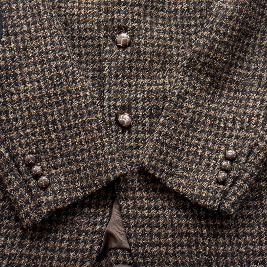 ハリスツイード テーラードジャケット エルボーパッチ 胡桃ボタン L
